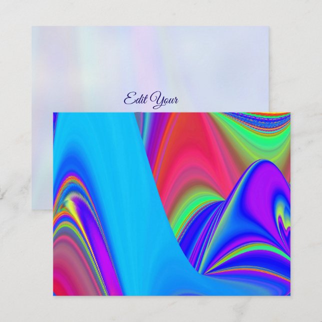 Cartão RSVP Summersense, Abstrato 3D Rainbowart (Frente/Verso)