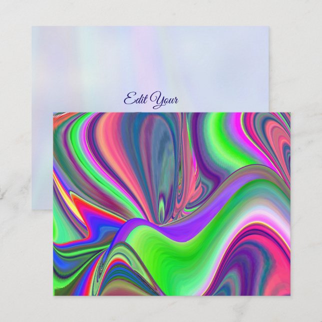 Cartão RSVP Summersense, Abstrato 3D Rainbowart (Frente/Verso)