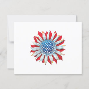 Cartão RSVP Sunflower American Flag 4 de julho Women Men Meri