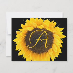 Cartão RSVP Sunflower on Black Response Card
