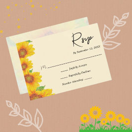 Cartão RSVP Sunflower Yellow Painterly Floral Weding