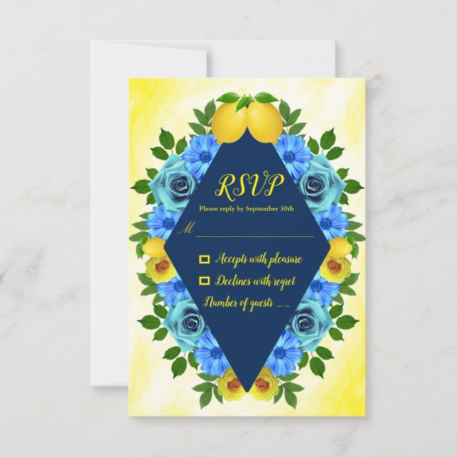 Cartão RSVP Sunny Lemon Floral Wedding (Frente)