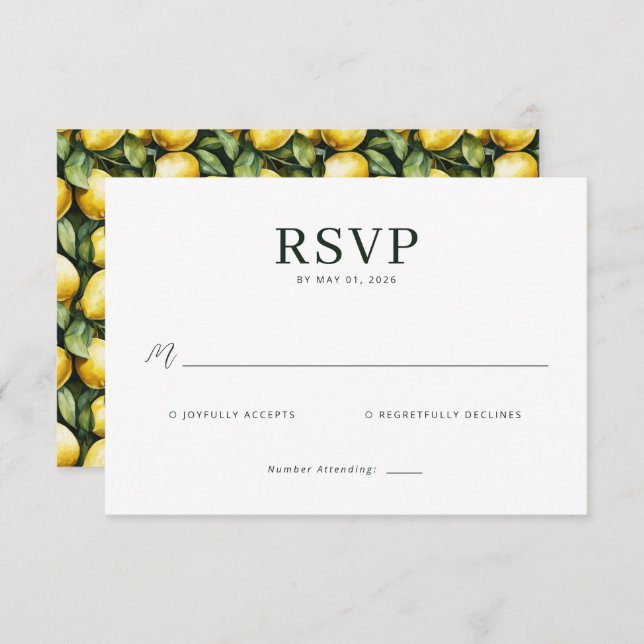 Cartão RSVP Sunny Lemon Wedding (Frente/Verso)
