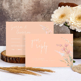 Cartão RSVP Sunny Wildflower Wedding Apricot ID1023