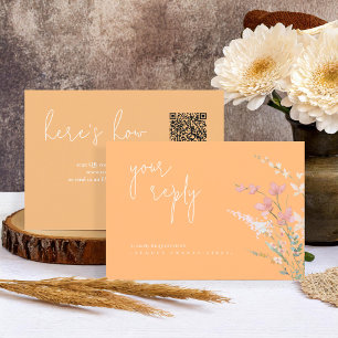 Cartão RSVP Sunny Wildflower Wedding Código QR Peach ID1023