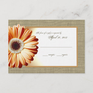 Cartão RSVP Sunset Orange Burlap e Daisy Response Card