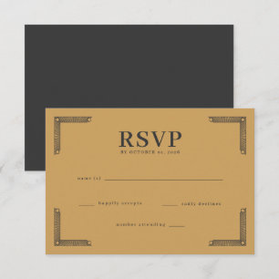 Cartão RSVP Suportes Ornamentais de Ouro Elegantes