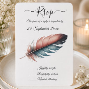 Cartão RSVP Sussurros de Grace Feathered Elegance Minimalism