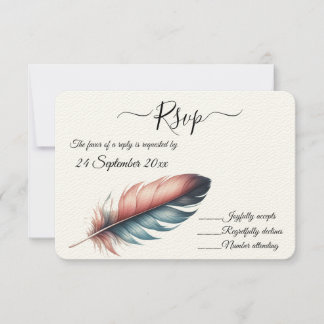 Cartão RSVP Sussurros de Grace Feathered Elegance Minimalism