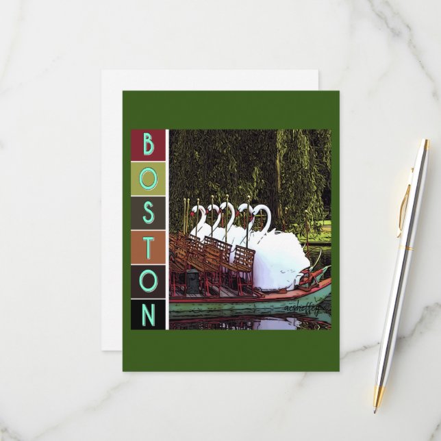 Cartão RSVP Swan Boats no Verão (Frente/Verso In Situ)