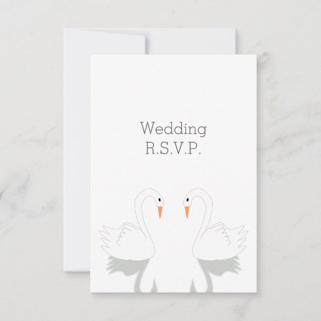 Cartão RSVP Swans Design Wedding (Frente)
