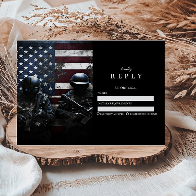 Cartão RSVP SWAT Team American Flag Graduation (Criador carregado)