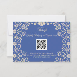 Cartão RSVP Talavera Azul Casamento QR Mexicano