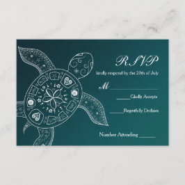Cartão RSVP Tartaruga Marinha Havaiana Casamento na Praia Bran