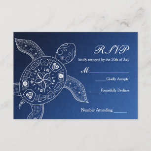 Cartão RSVP Tartaruga Marinha Havaiana Casamento na Praia Bran