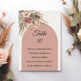 Cartão RSVP Taupe pampas grass wedding table number names card