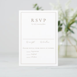 Cartão RSVP Taupe Simple Typografia Formal Casamento