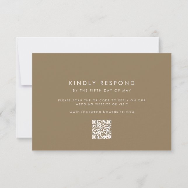Cartão RSVP Taupe Wedding (Frente)