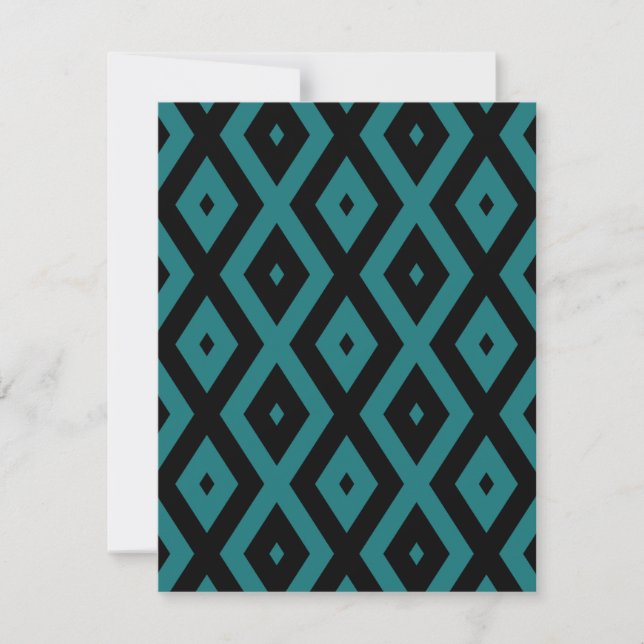 Cartão RSVP Teal and black diamond pattern (Frente)