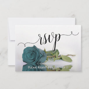 Cartão RSVP Teal Elegante ou Turquesa Refletindo Casamento de