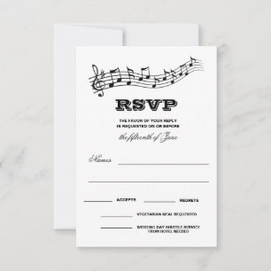 Cartão RSVP Teclas de Piano de Músicos Criativos Casamento 
