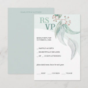 Cartão RSVP Técnica Elegante de Aquarela Eucalyptus Bohemian