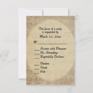 Cartão RSVP Tema de Casamento de Música