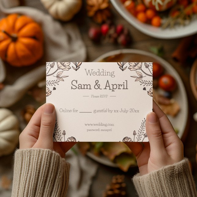 Cartão RSVP Tema de Casamento Floral Brown (RSVP card perfect for all the theme wedding )