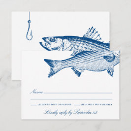 Cartão RSVP Tema de pesca de robalo estriado Casamento elegant