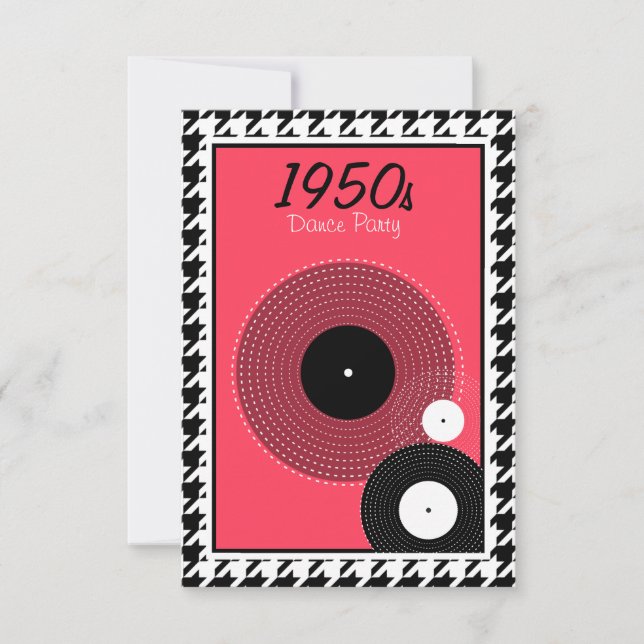 Cartão RSVP Tema rosa, preto e branco dos anos 50 (Frente)