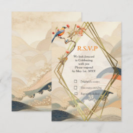 Cartão RSVP tema Serene Tranquilidade Ikebana Japonês