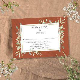 Cartão RSVP Terracota Elegante Folhagem Aquarela