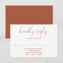 Cartão RSVP Terracota Moderno Elegante Script Casamento