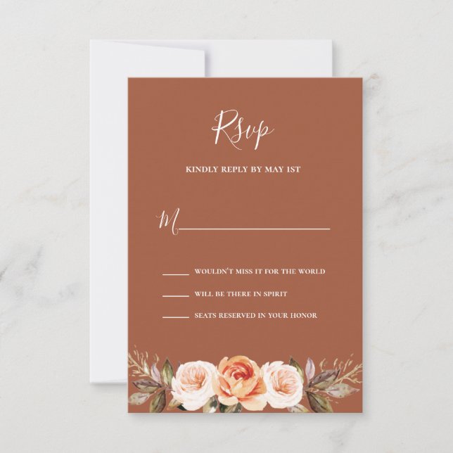 Cartão RSVP Terracott Boho Floral Wedding (Frente)