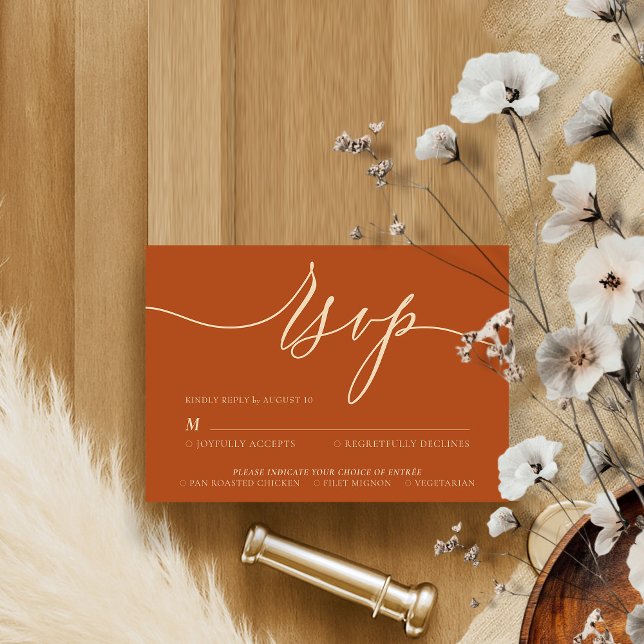 Cartão RSVP Terracotta Apresentação visual sequencial rápida (Criador carregado)