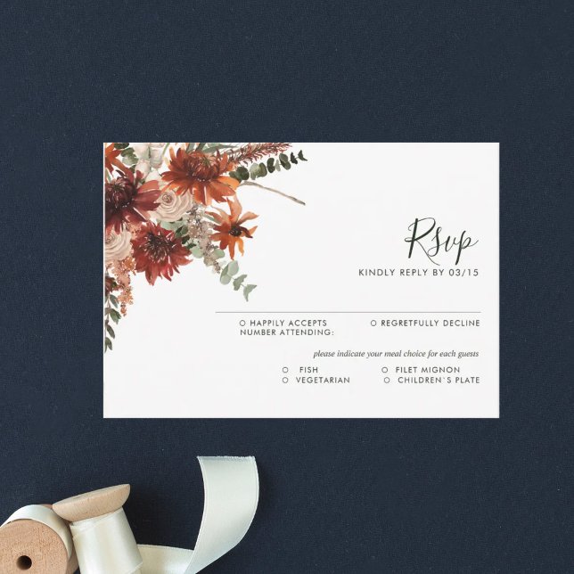 Cartão RSVP Terracotta Autumn Rustic Wedch Response Card (Criador carregado)