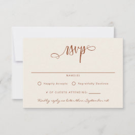 Cartão RSVP Terracotta Beige Script Manuscrito Simples