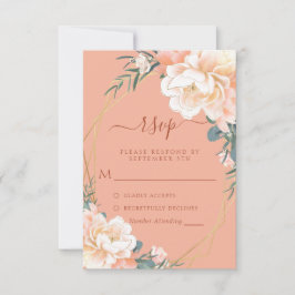 Cartão RSVP Terracotta Blush Cream Peach Casamento Floral Dour