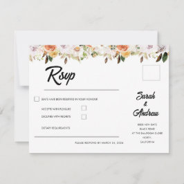 Cartão RSVP Terracotta Boho Autumn Floral Wedding
