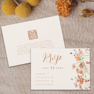Cartão RSVP Terracotta Boho Fall Wildflower Weding