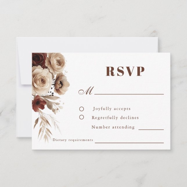 Cartão RSVP Terracotta Boho Floral Wedding (Frente)