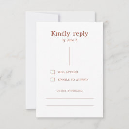 Cartão RSVP Terracotta Boho Moderno Linhas Queimadas Casamento