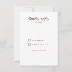 Cartão RSVP Terracotta Boho Moderno Linhas Queimadas Casamento