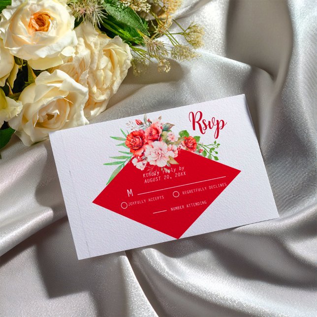 Cartão RSVP Terracotta Burgundy Blush Floral  Wedding  (Criador carregado)