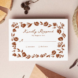 Cartão RSVP Terracotta Desenhou Casamento De Flor Whimsical