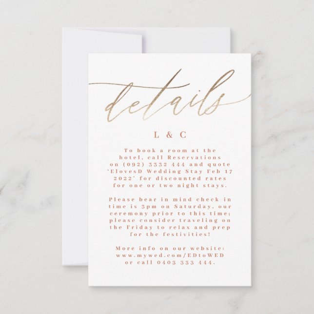 Cartão RSVP Terracotta Dusty Orange Elegant Boho Dourado Casam (Frente)