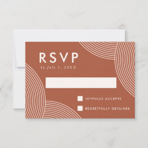 Cartão RSVP Terracotta e Cream Geométrico Swirl Wedding