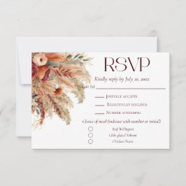 Cartão RSVP Terracotta Fall Dried Florals Pampas Grass Meals
