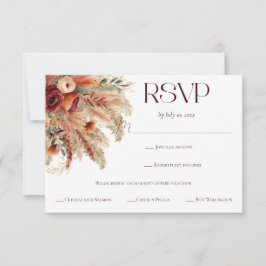 Cartão RSVP Terracotta Fall Dried Florals Pampas Meal Choice