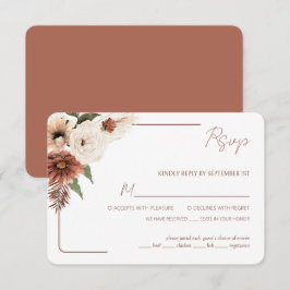 Cartão RSVP Terracotta Fall Floral Modern com Escolha de Refei
